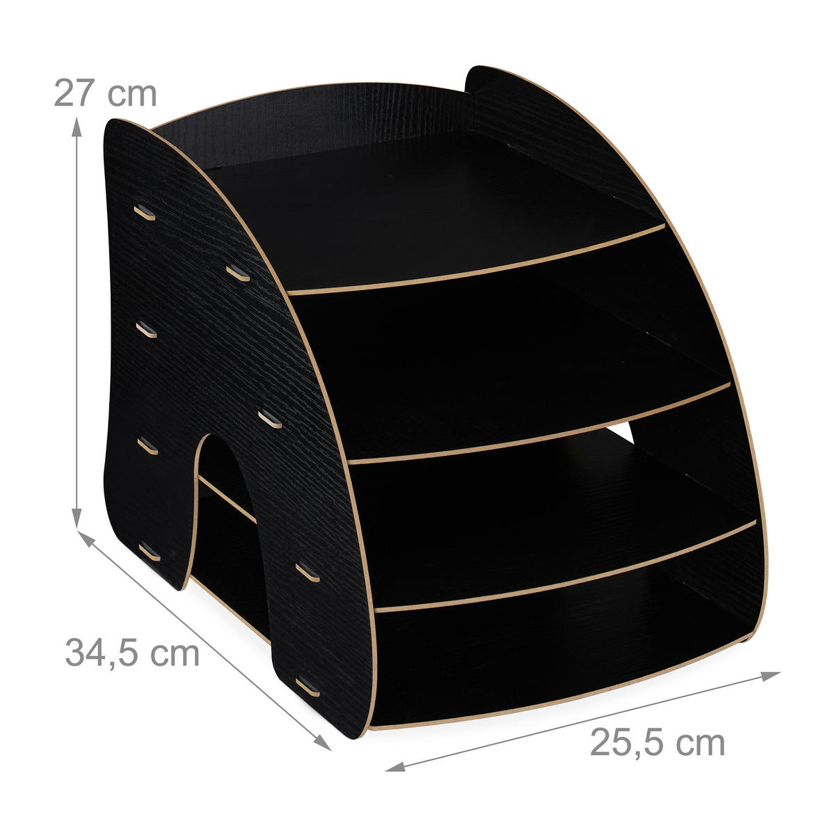 ULOŽENIE dokumentov - čierna, kompozitné drevo (25.5/27/34.5cm) - Relaxdays