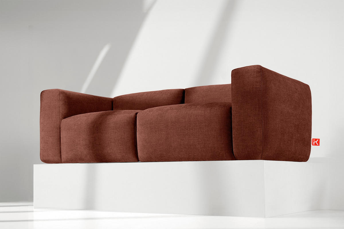 2,5-SITZER-MODULSOFA BUFFO mit extrem weicher und bequemer Sitzfläche, Gewebestoff, orange - Dunkelorange, Textil (250/73/96cm) - KONSIMO®
