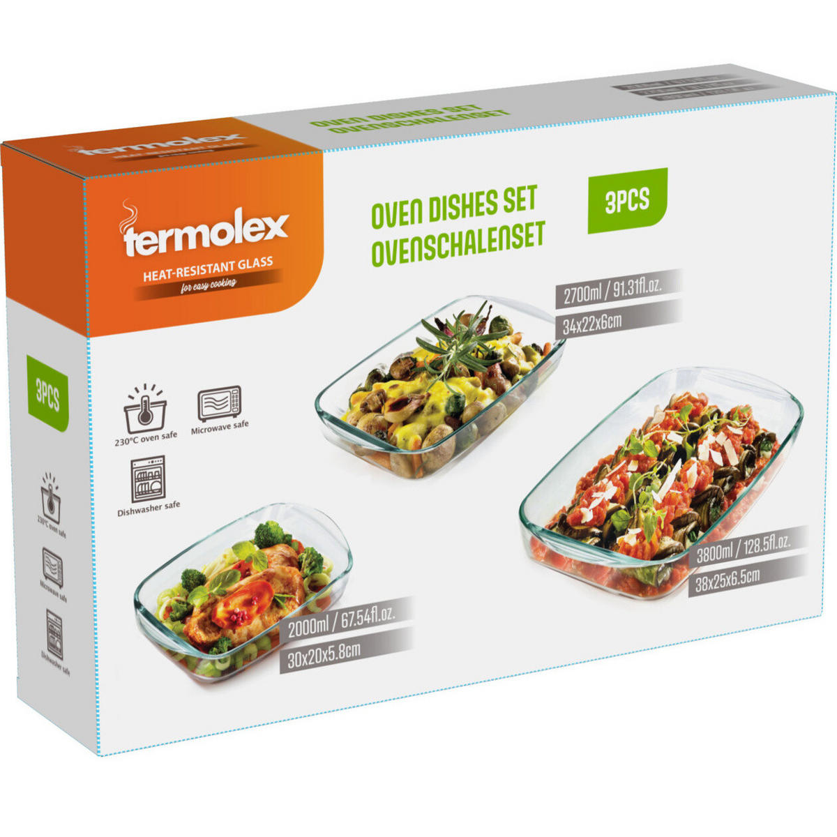 AUFLAUFFORMEN gehärtetes Glas 3er-Set - Transparent, Glas (24/7/39cm) - Excellent Houseware