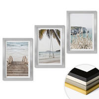 WANDBILDER 3er Set - 20x30 cm Silberner Rahmen - Strandtreppe aus Holz, Schaukel - Silberfarben, Kunststoff (20/30cm) - ArtPrintCave