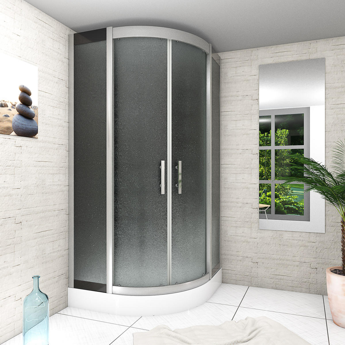 DAMPFDUSCHE Dusche D46-23M2 sw 100x100 - Schwarz, Glas/Kunststoff (100/100/215cm) - AcquaVapore by Sandra Jentho