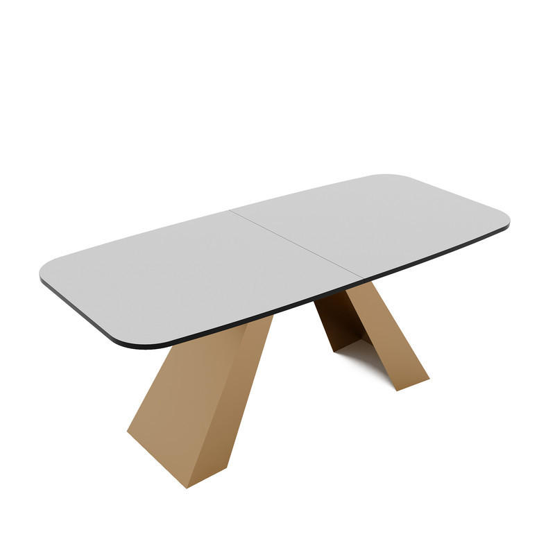 AUSZIEHTISCH ZENITH 160/90/76 cm mit Metallgestell, Gold / Weiß - Goldfarben/Weiß, Holzwerkstoff/Metall (90/160/76cm) - Idohome
