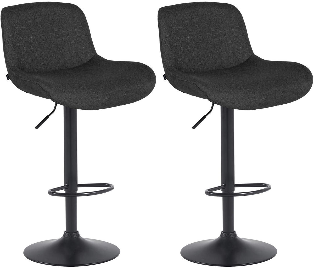 BARHOCKER 2er Set Stoff Schwarz - Schwarz, Textil/Metall (50/85/50cm) - CLP