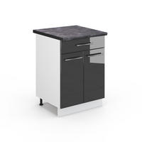 KÜCHENUNTERSCHRANK Fame-Line Anthrazit Hochglanz 60 cm AP Anthrazit - Schwarz Hochglanz/Anthrazit, Holzwerkstoff (60/82/60cm) - Vicco