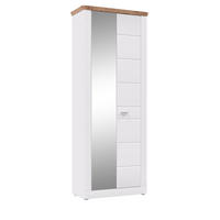 GARDEROBENSCHRANK weiß matt und Eiche 79 x 204 cm, mit Soft-Close - Eichefarben/Silberfarben, Glas/Holzwerkstoff (79/204/37cm) - Inn.Furn