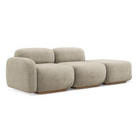 3-SITZER SOFA Rechts Bouclé Stoff Beige - Beige/Braun, Holz/Textil (258/73/95cm) - Makamii