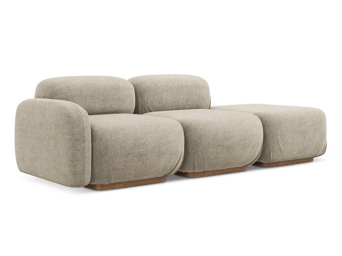 3-SITZER SOFA Rechts Bouclé Stoff Beige - Beige/Braun, Holz/Textil (258/73/95cm) - Makamii