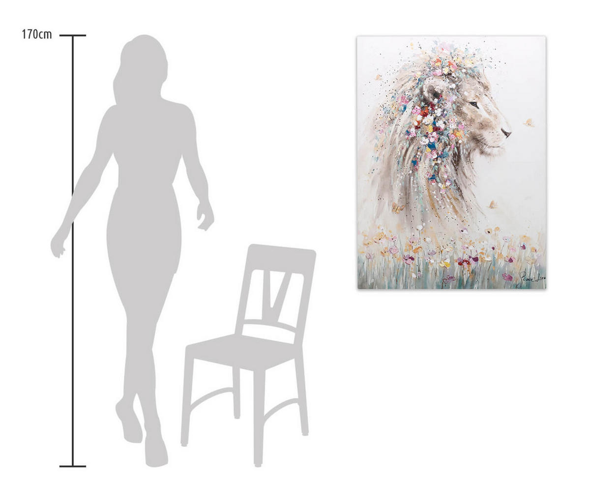 OLEJOMAĽBA 75/100 cm, Zvieratá - taupe/béžová, drevo/textil (75/100cm) - KUNSTLOFT