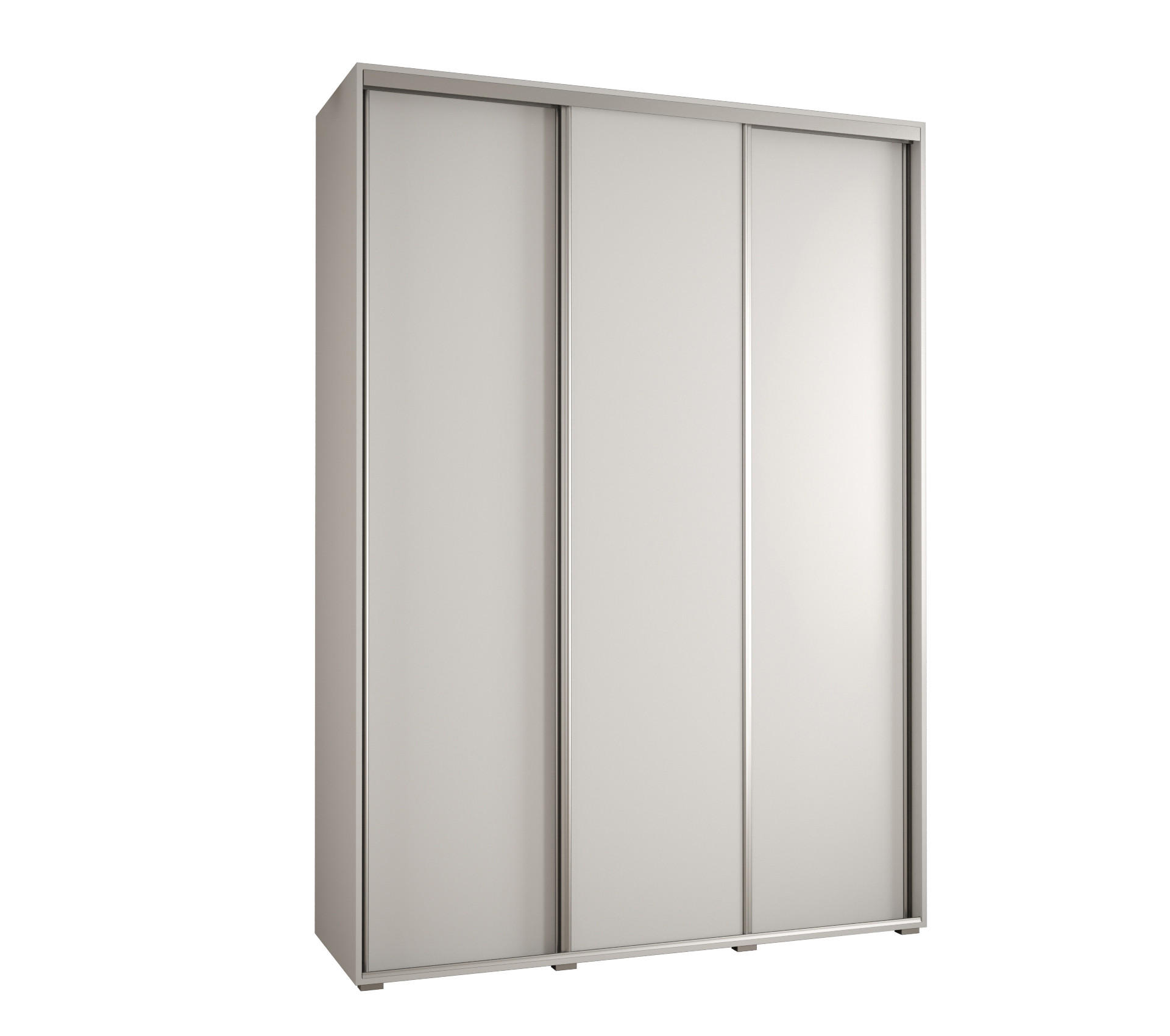 Abiks Möbel Schwebetürenschrank Weiß, Weiß, Silber 180x235x60 cm