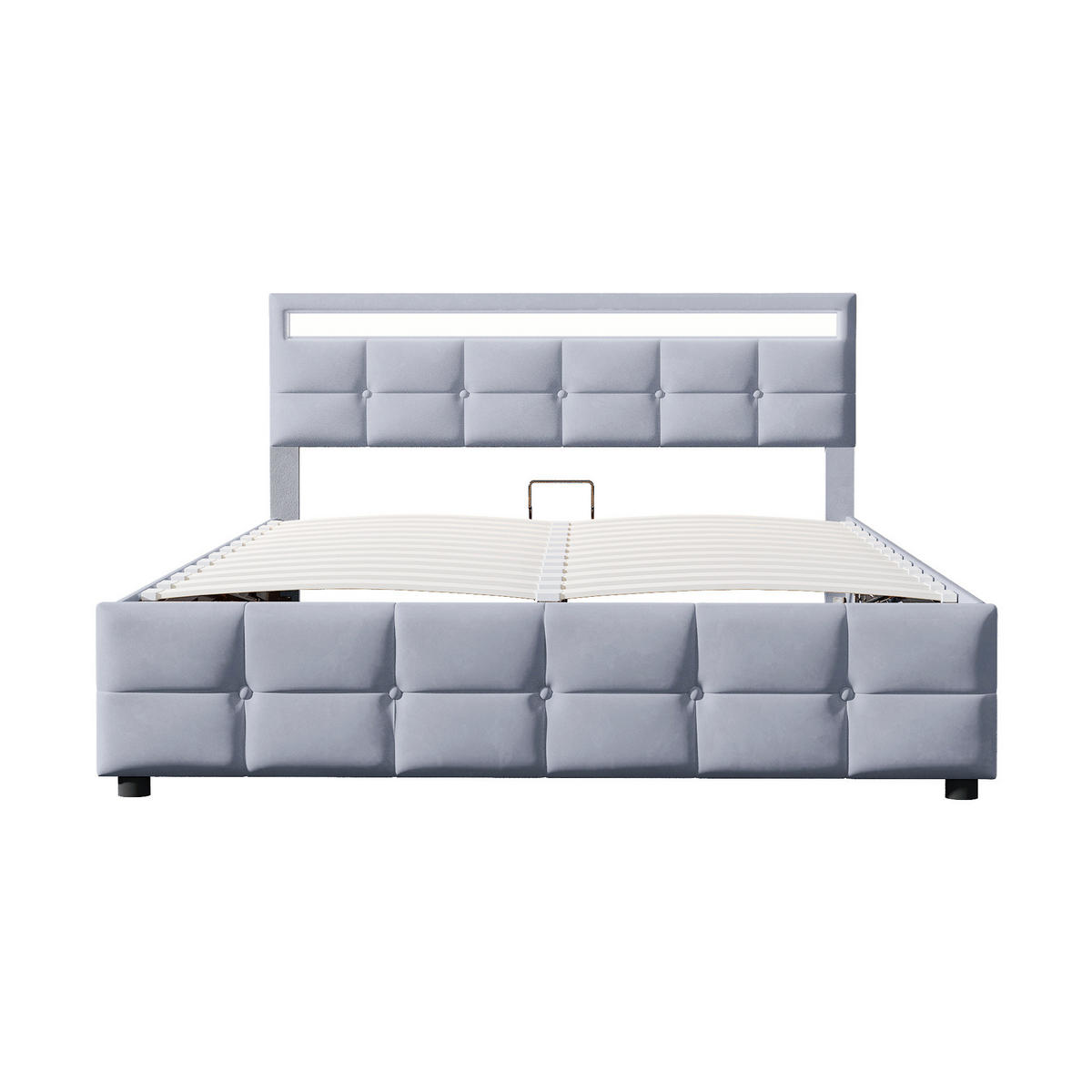 POLSTERBETT 180x200 cm LED Stauraum grau - Grau, Textil (180/200cm) - LEBENLANG