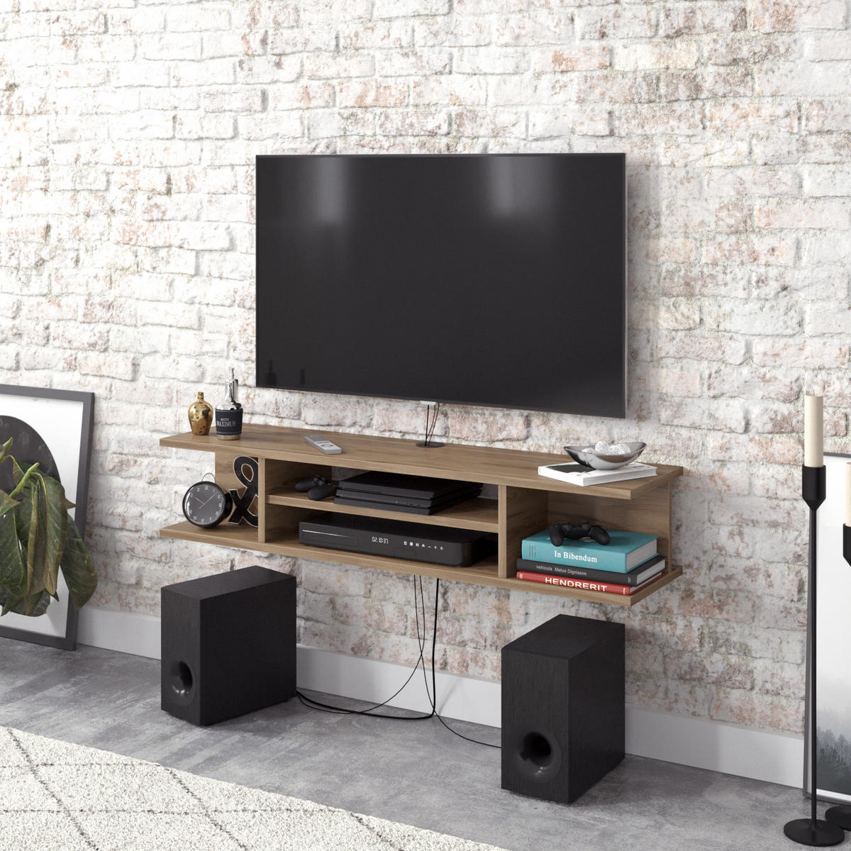 TV-ELEMENT Pivot Braun - Eichefarben, Holzwerkstoff (29.5/23.2/120cm) - Decorotika