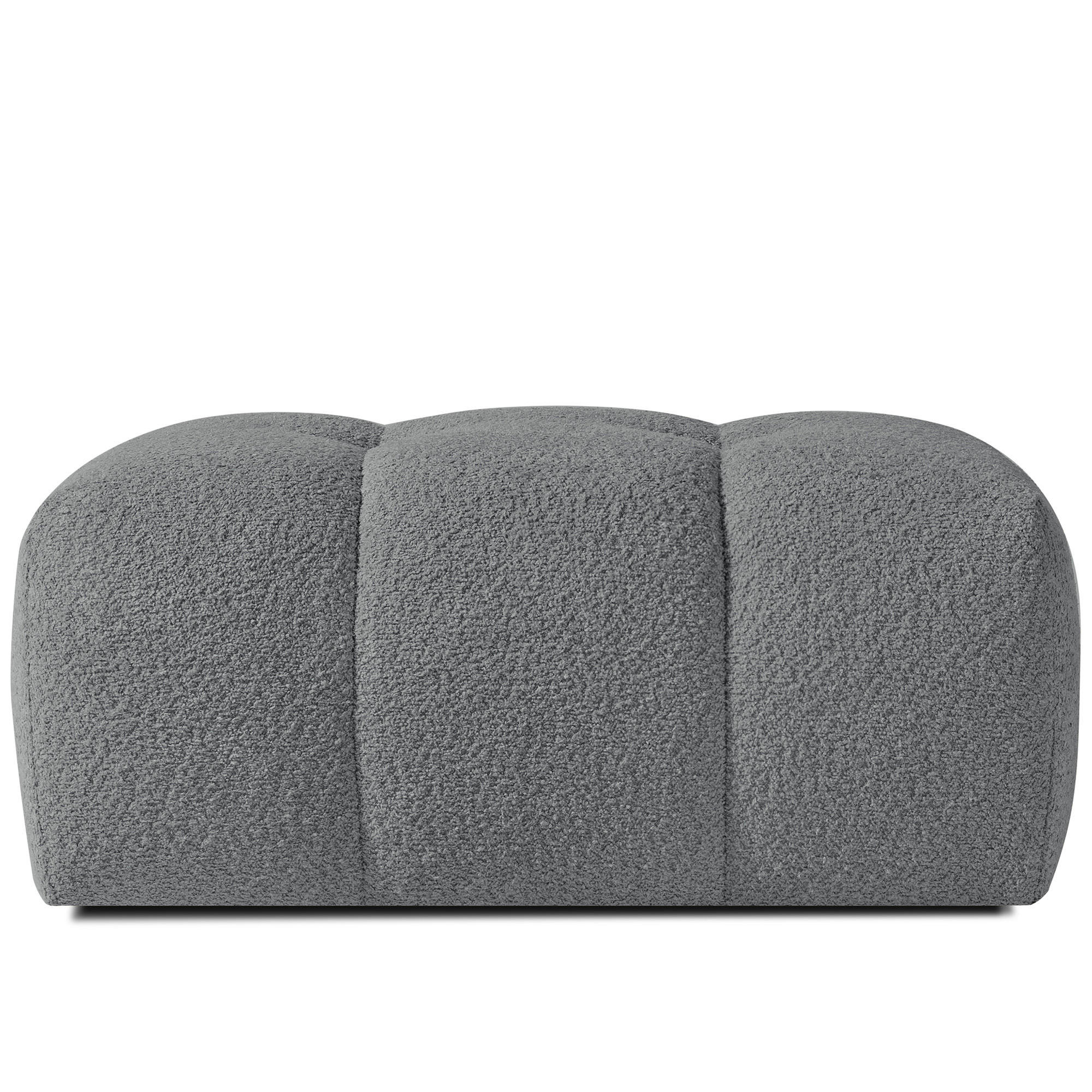 POUF RAVIA, Bouclé, Dunkelgrau - Dunkelgrau, Holz/Textil (96/45/50cm) - KONSIMO®