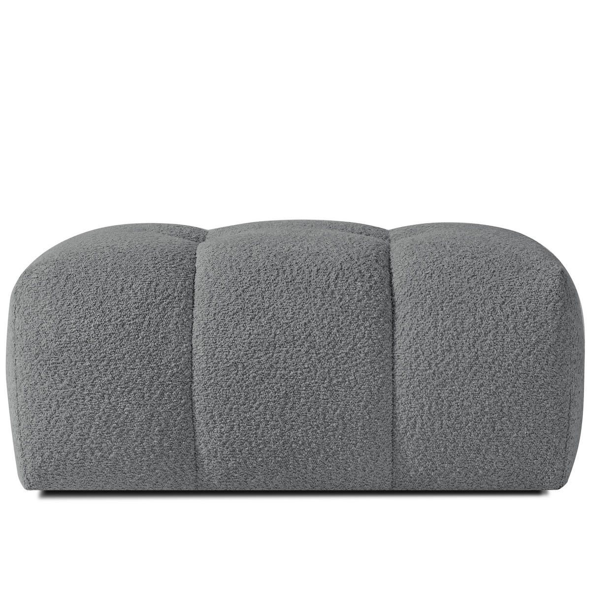 POUF RAVIA, Bouclé, Dunkelgrau - Dunkelgrau, Holz/Textil (96/45/50cm) - KONSIMO®