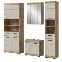 BADMÖBEL Set 4-teilig in Sand Kashmir und Evoke Eiche Badkombination 200 x 191 cm Shawn - Kaschmir/Eichefarben, Glas/Holzwerkstoff (201/191/34cm) - Inn.Furn