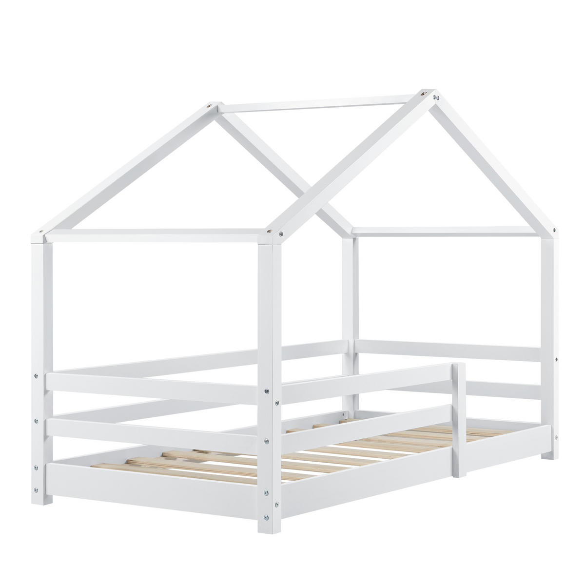 HAUSBETT Knätten - Weiß, Holz (70/140cm) - [en.casa]