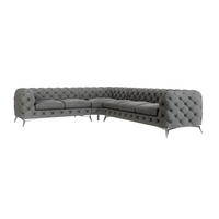 ECKSOFA Chesterfield Laura Grau Samt - Silberfarben/Grau, Holz/Textil (323/264cm) - S-Style Möbel