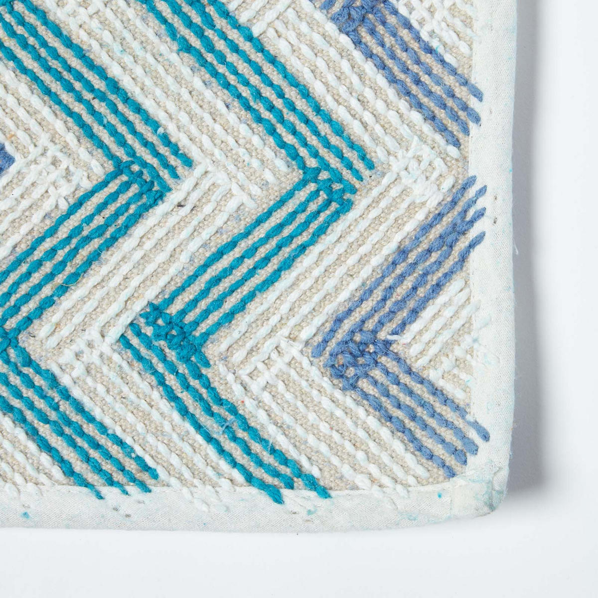 BADEMATTE 50/80 cm Chevron-Muster, Baumwolle - Blau, Textil (50/80cm) - Homescapes