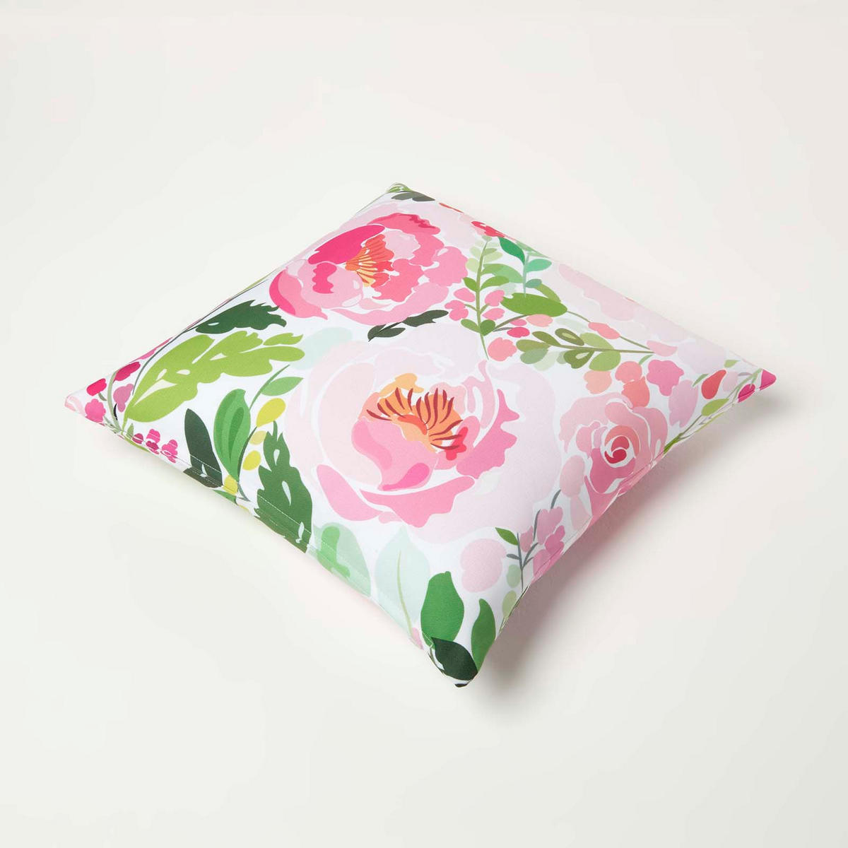 OUTDOOR-KISSEN 2er-Set 45/45 cm – Rosa Pfingstrosen - Multicolor, Textil (45/45cm) - Homescapes