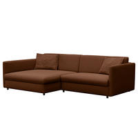 ECKSOFA mit Longchair - Schwarz/Braun, Kunststoff/Textil (290/183cm) - home24