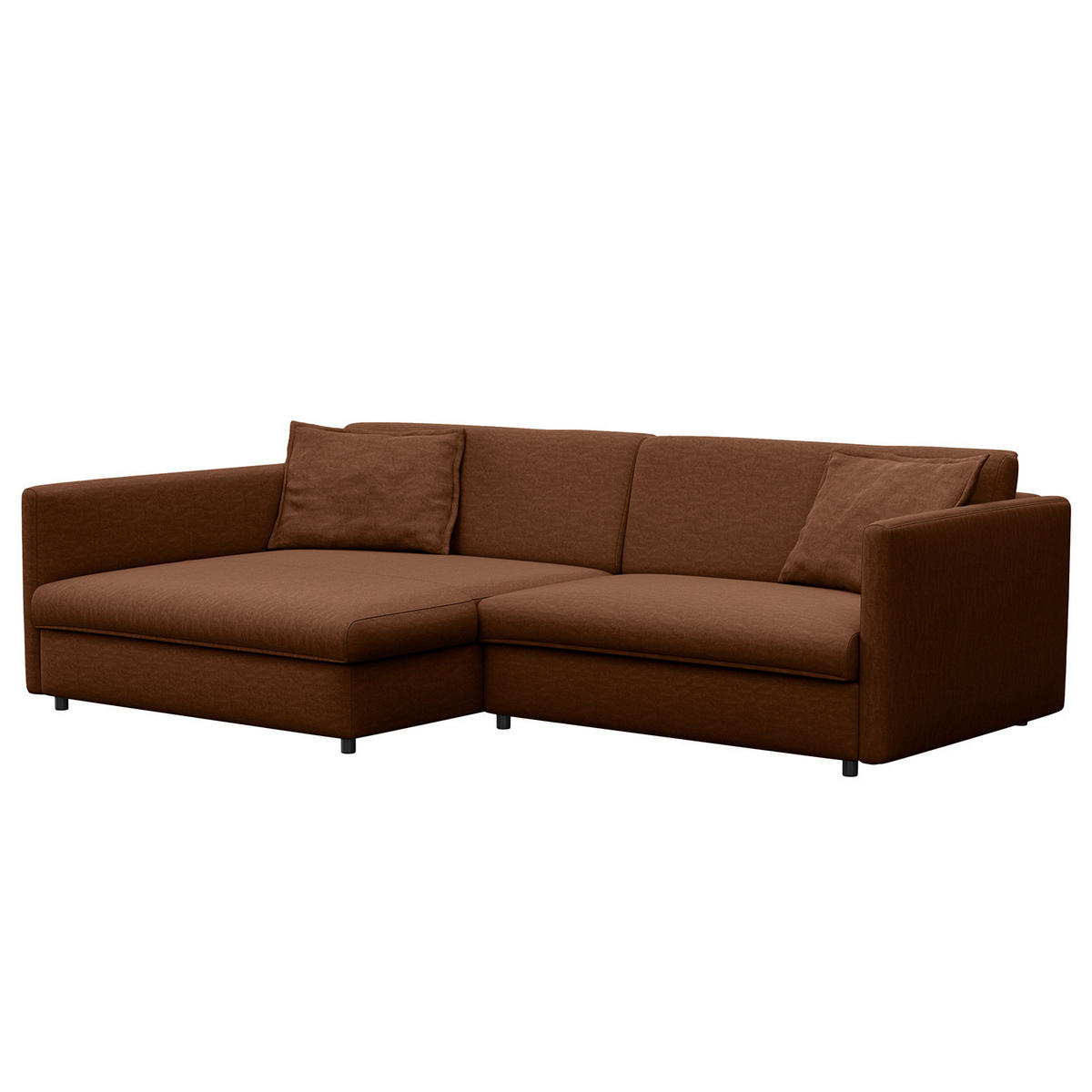 ECKSOFA mit Longchair - Schwarz/Braun, Kunststoff/Textil (290/183cm) - home24