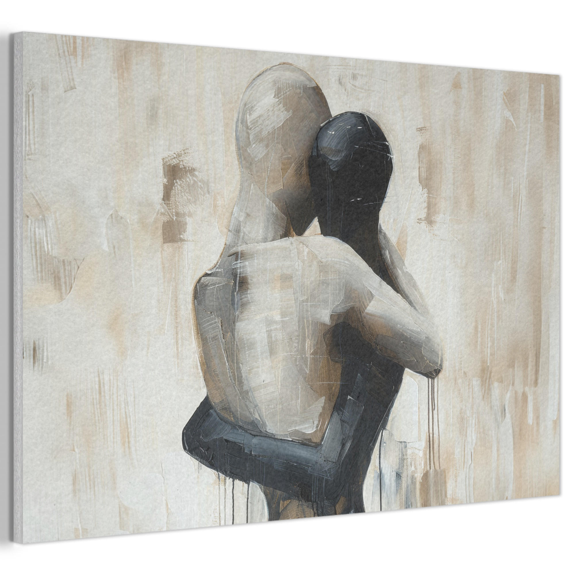 AKUSTIKBILD Abstrakt - Liebe - Schwarz und weiß - Modern Akustikpaneele 90x60 cm - Schwarz, Kunststoff (90/60/0.9cm) - MuchoWow