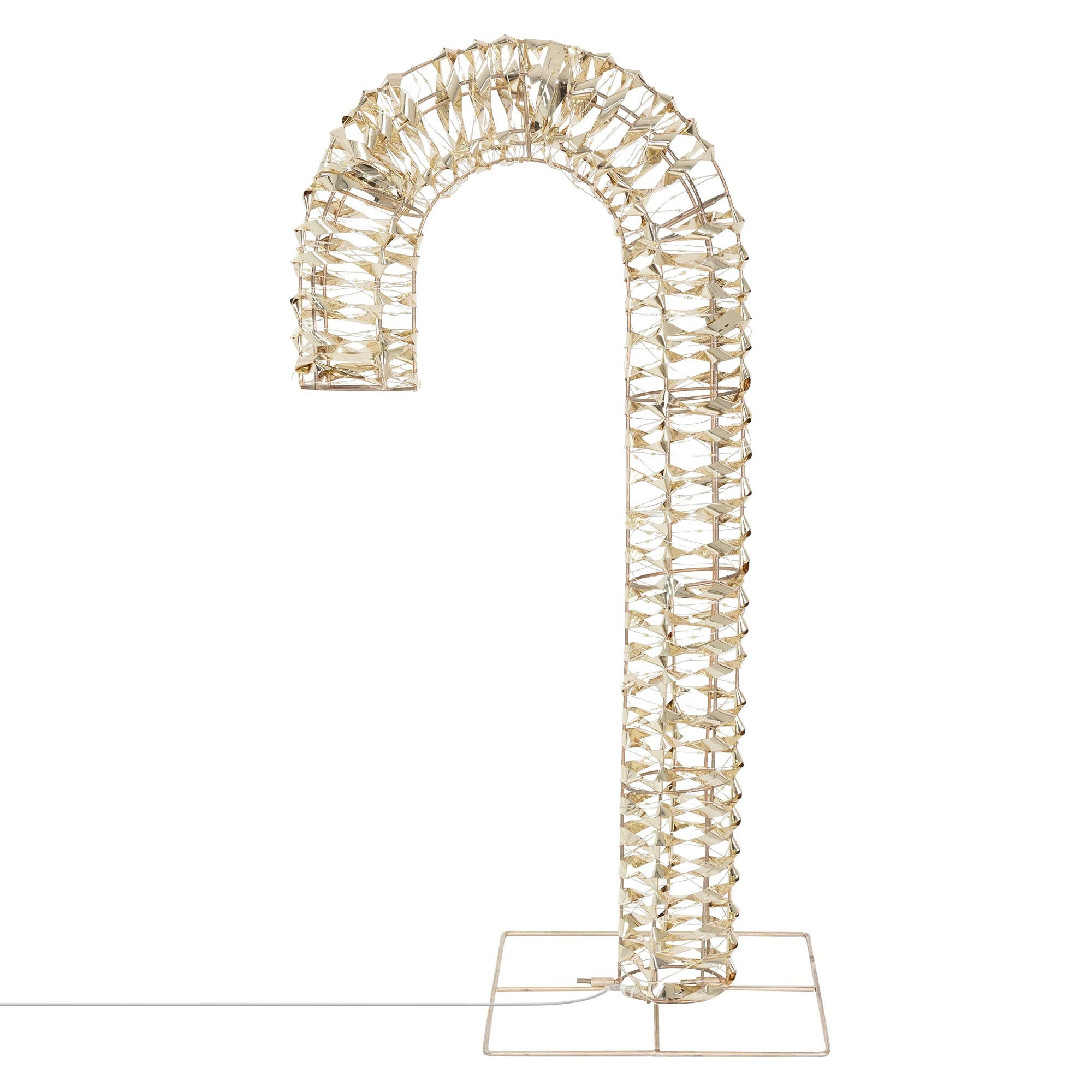 ECD-Germany LED CUKROVÁ TYČ, 75 cm, zlatá, 400 LED diod, teplá bílá, s časovačem, kovový exteriér