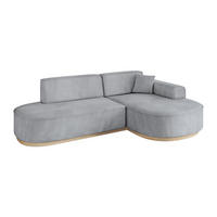 ECKSOFA Ottomane Rechts MARI-L1-v1 - 243x171x83 cm Grau Velours - Grau, Holzwerkstoff/Textil (171/243cm) - ALTDECOR