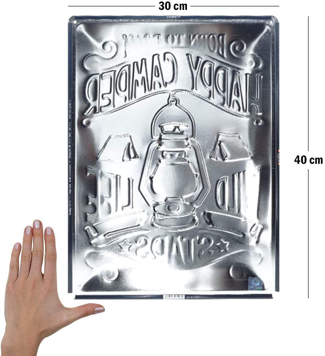 BLECHSCHILD 30/40 cm Outdoor & Activities Happy Camper - Multicolor, Metall (30/40/0.2cm) - Nostalgic-Art