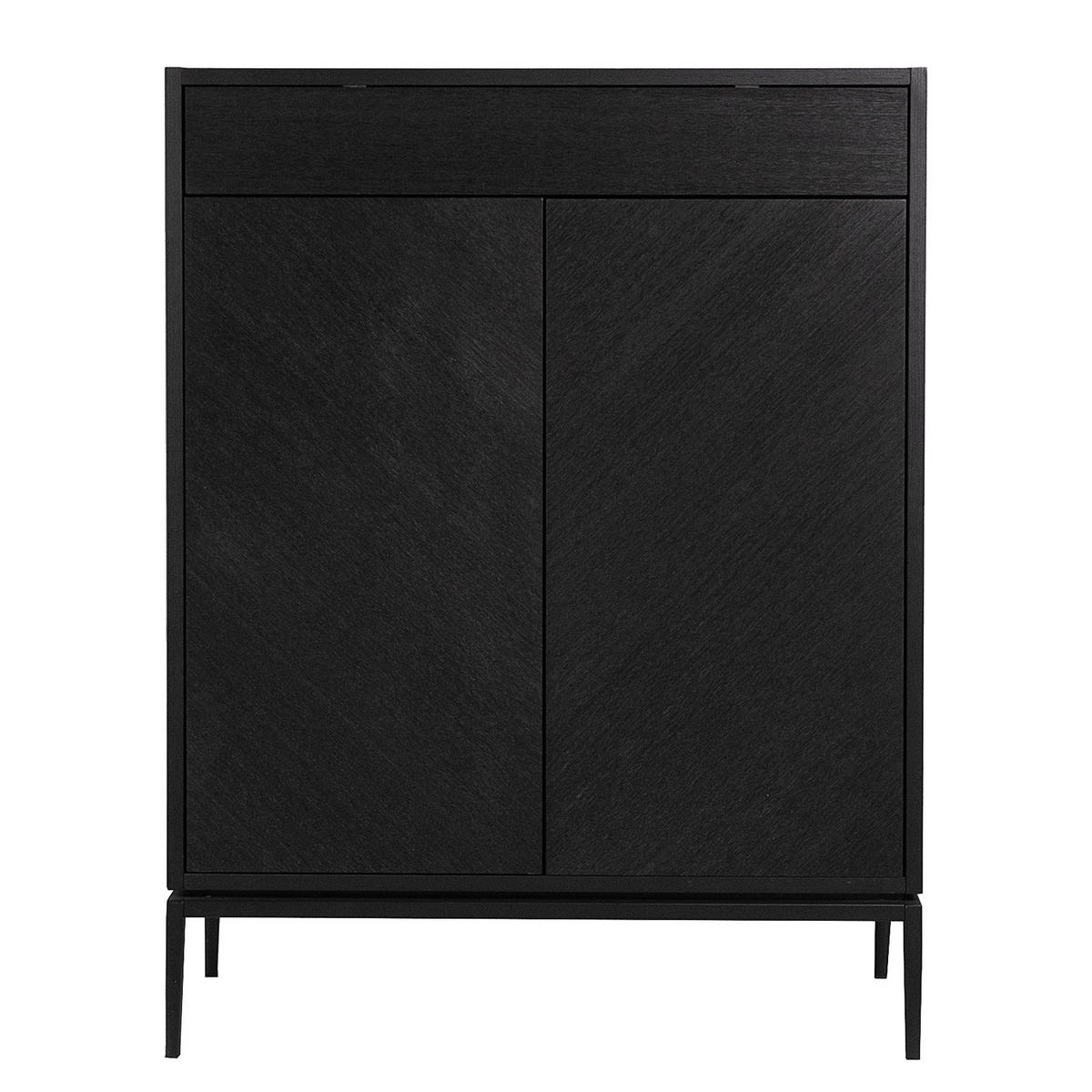 SCHUHKOMMODE - Echtholzfurnier / Eisen - Schwarz, Holzwerkstoff (85/112/36cm) - home24