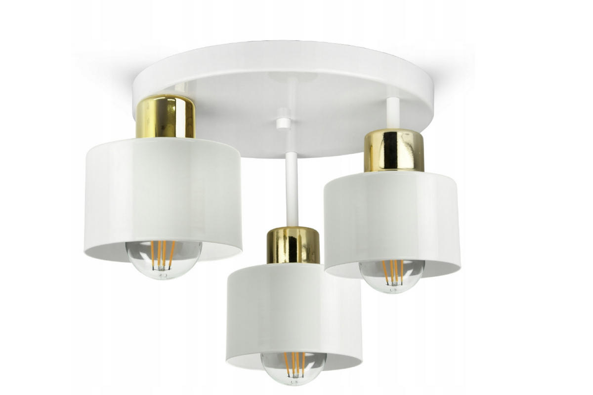 DECKENLEUCHTE Rollen - Goldfarben/Weiß, Metall (30/30/24cm) - kiki design