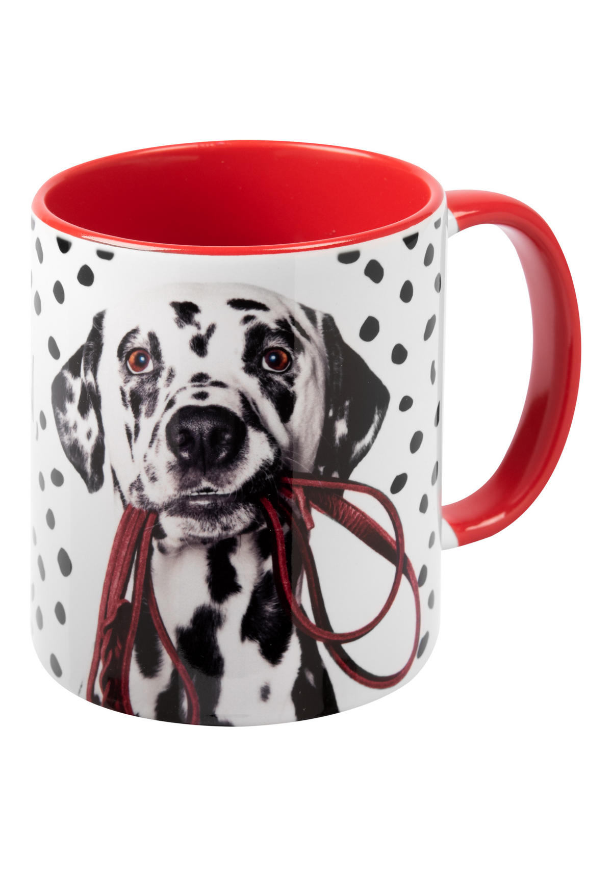 KAFFEEBECHER Dalmatiner Therapeuten Ich geh Gassi Weiß/Rot 320 ml - Rot, Keramik (0.32L) - United Labels