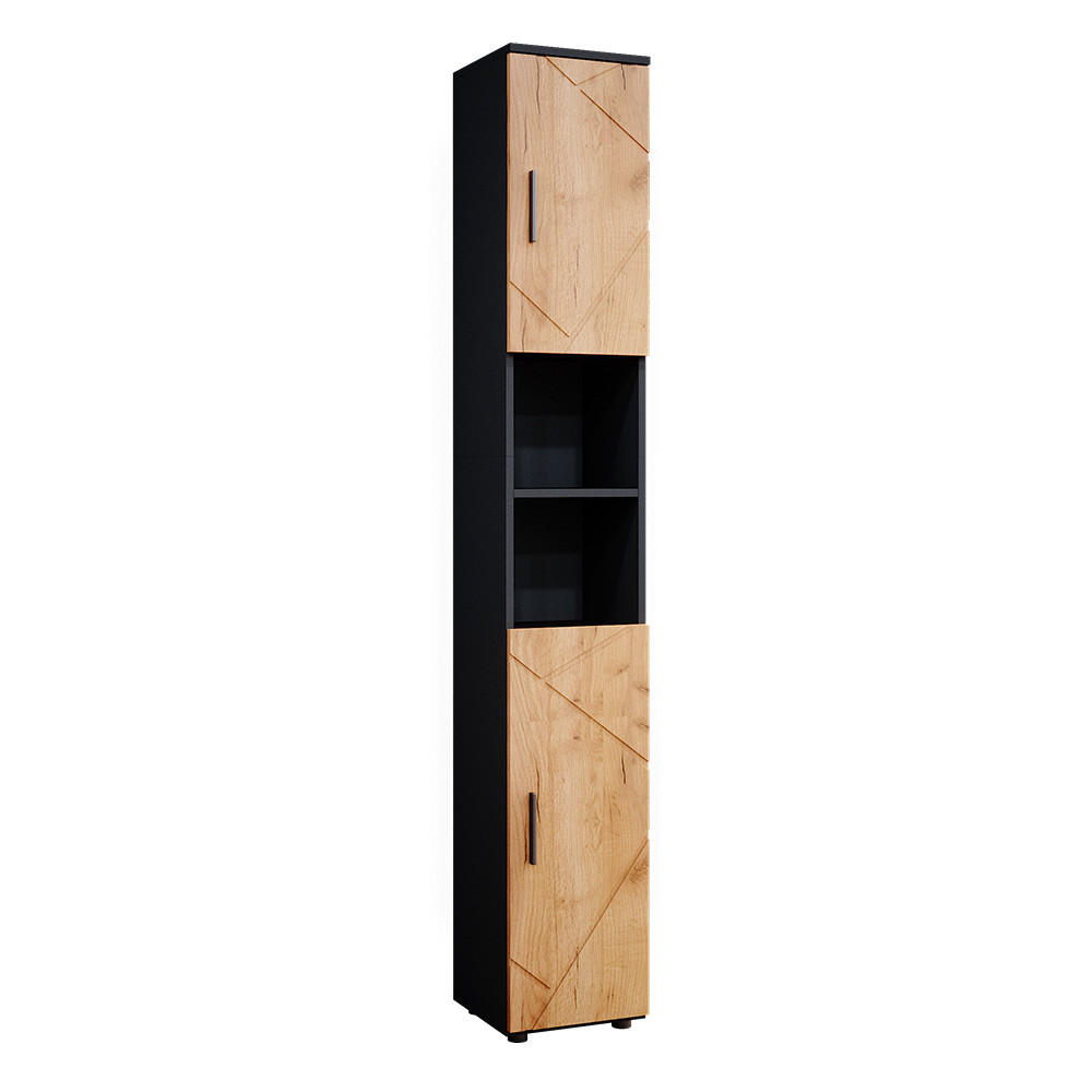 BADSCHRANK Irma Anthrazit 30 x 192 cm - Eiche Wotan, Holzwerkstoff (30/192/30cm) - Vicco