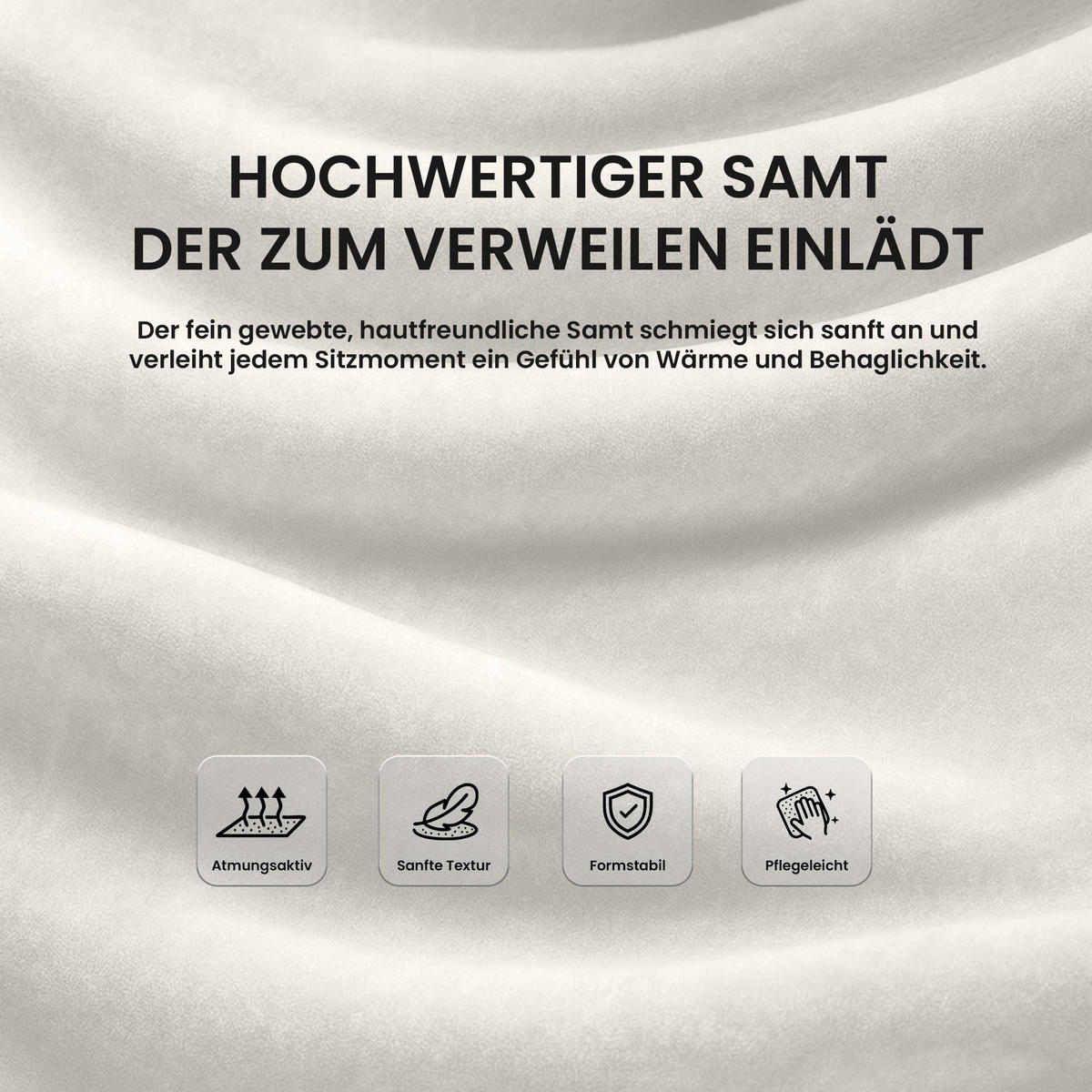 BARHOCKER Samt Creme - Creme/Schwarz, Textil/Metall (44/98/49cm) - CLP