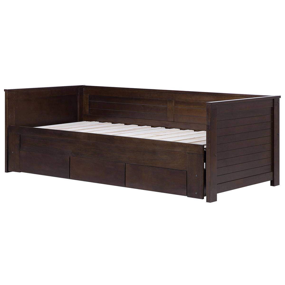 TAGESBETT 90/200 cm Dunkelbraun Cahors - Dunkelbraun, Holz (90/200cm) - Beliani