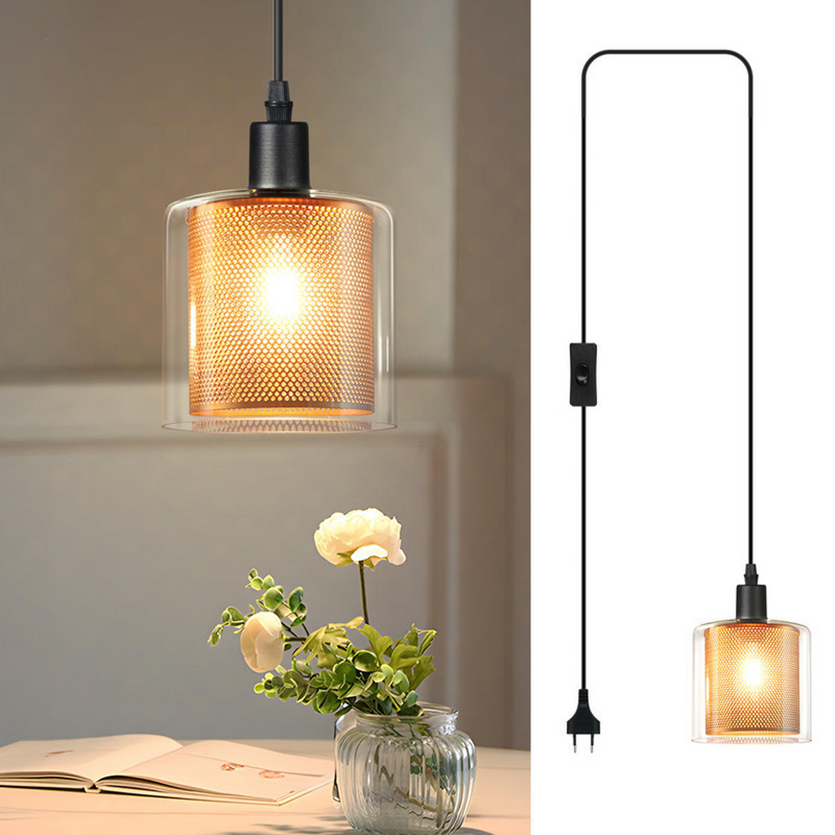 PENDELLEUCHTE Festtagsglanz II 13/12/205cm - Schwarz, Metall (13/12/205cm) - Nettlife