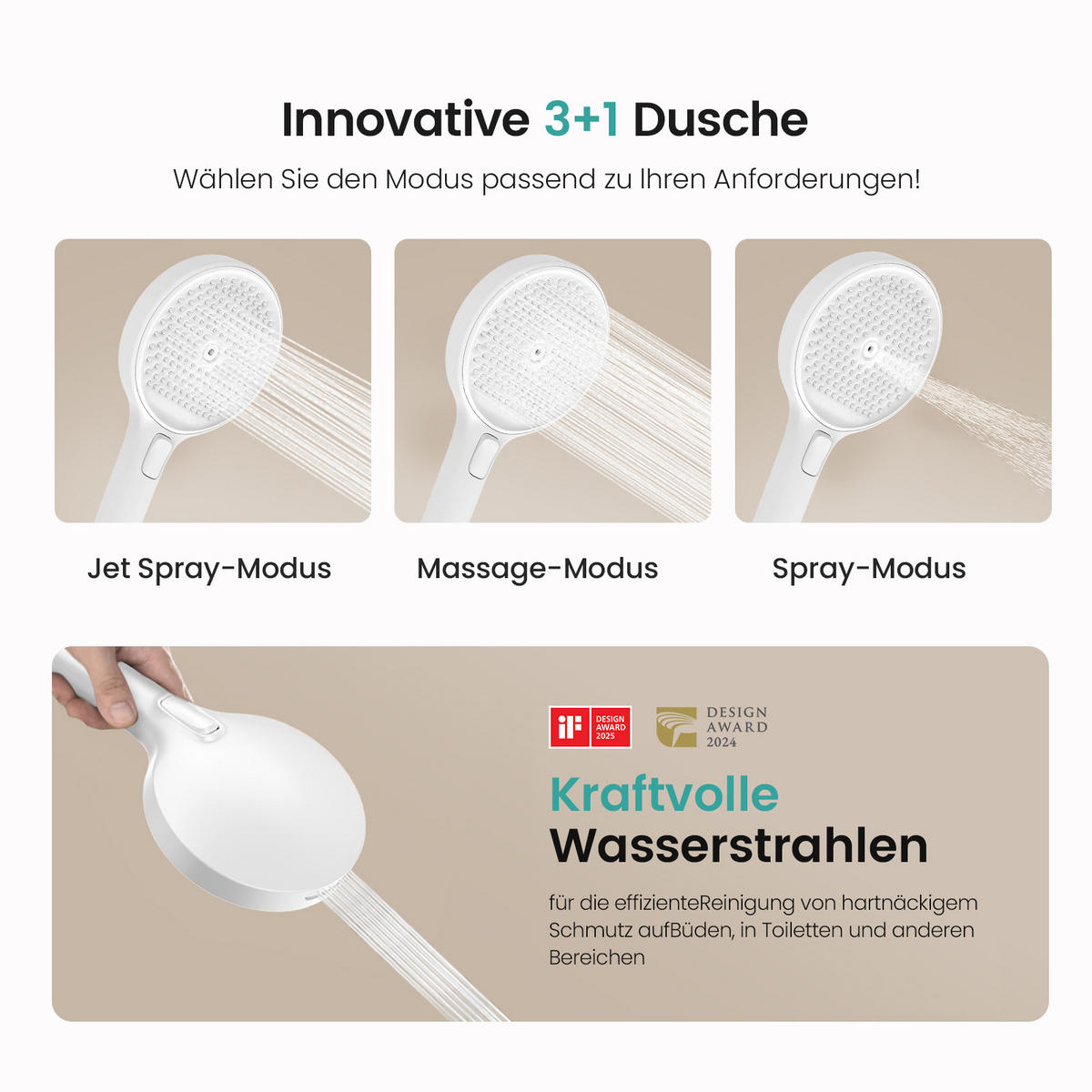 ÜBERKOPFBRAUSESET mit Brausethermostat Weiß - Weiß, Metall (43.7/112.2/62.5cm) - EMKE