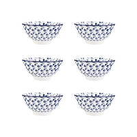 SCHALENSET Navia dunkelblau geblümt 15 cm 6er-Set - Dunkelblau, Keramik (15cm) - Homla
