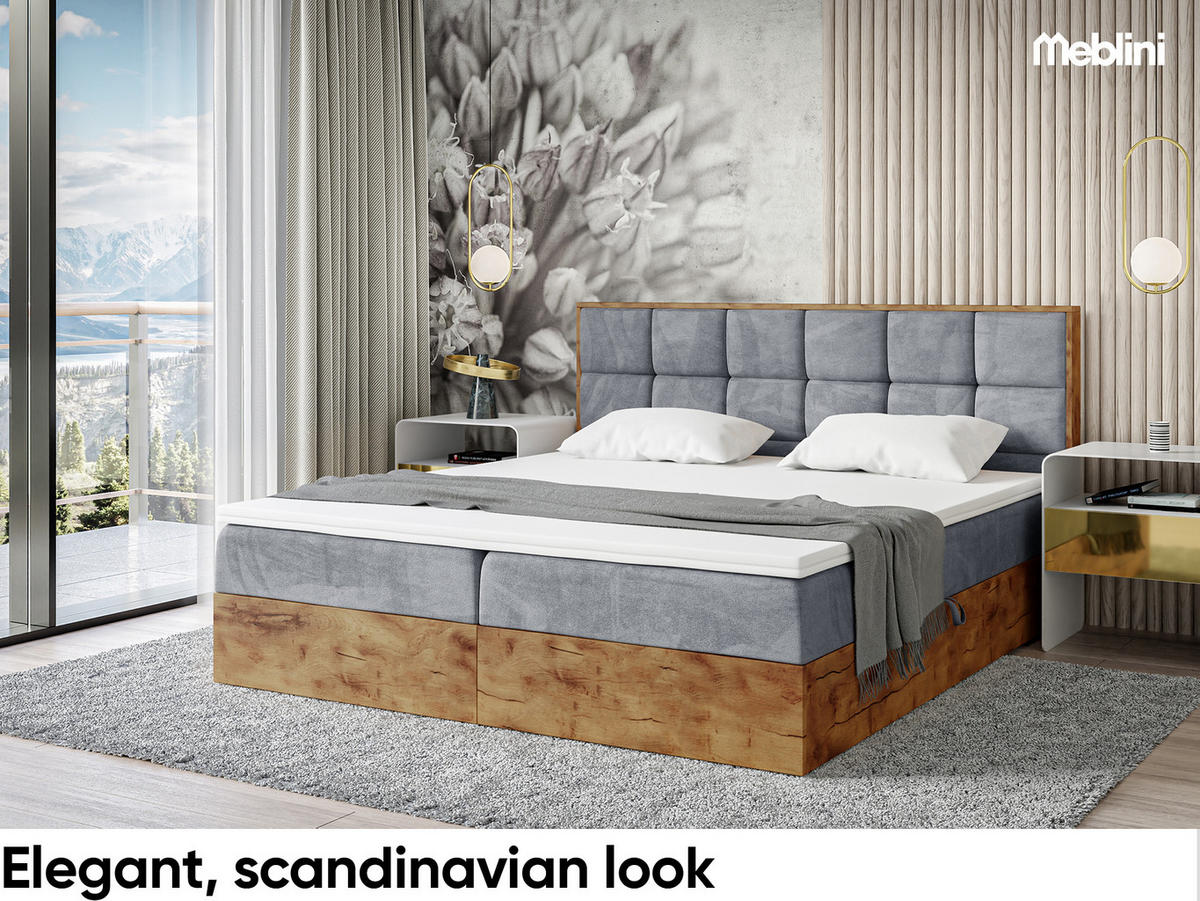 BOXBETT Lofty 1 - Schwarz/Grau, Holzwerkstoff/Textil (120/200cm) - Meblini