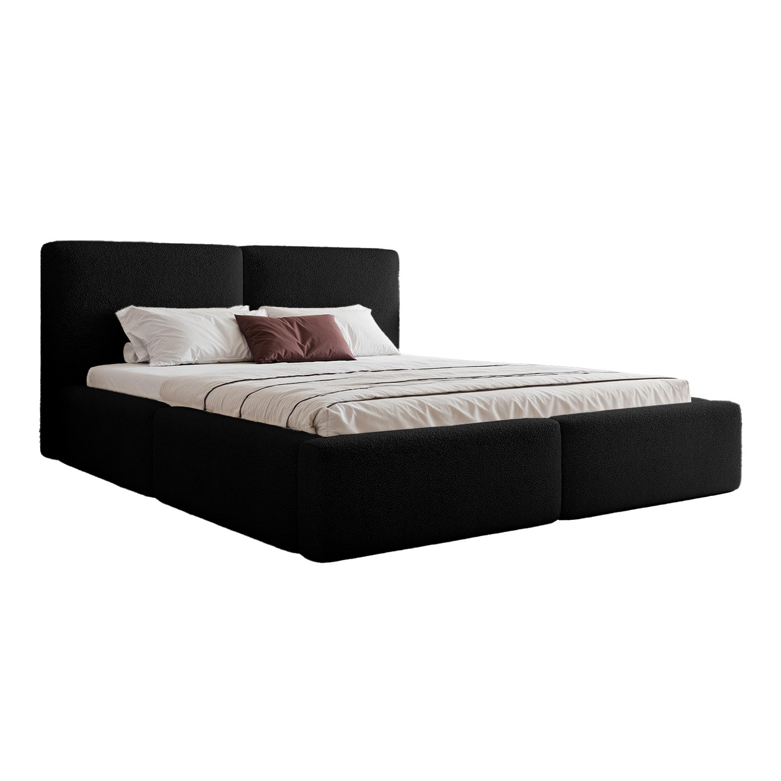 POLSTERBETT NUVARI 200x200 cm, Schwarz - Schwarz, Textil (200/200cm) - Fedve