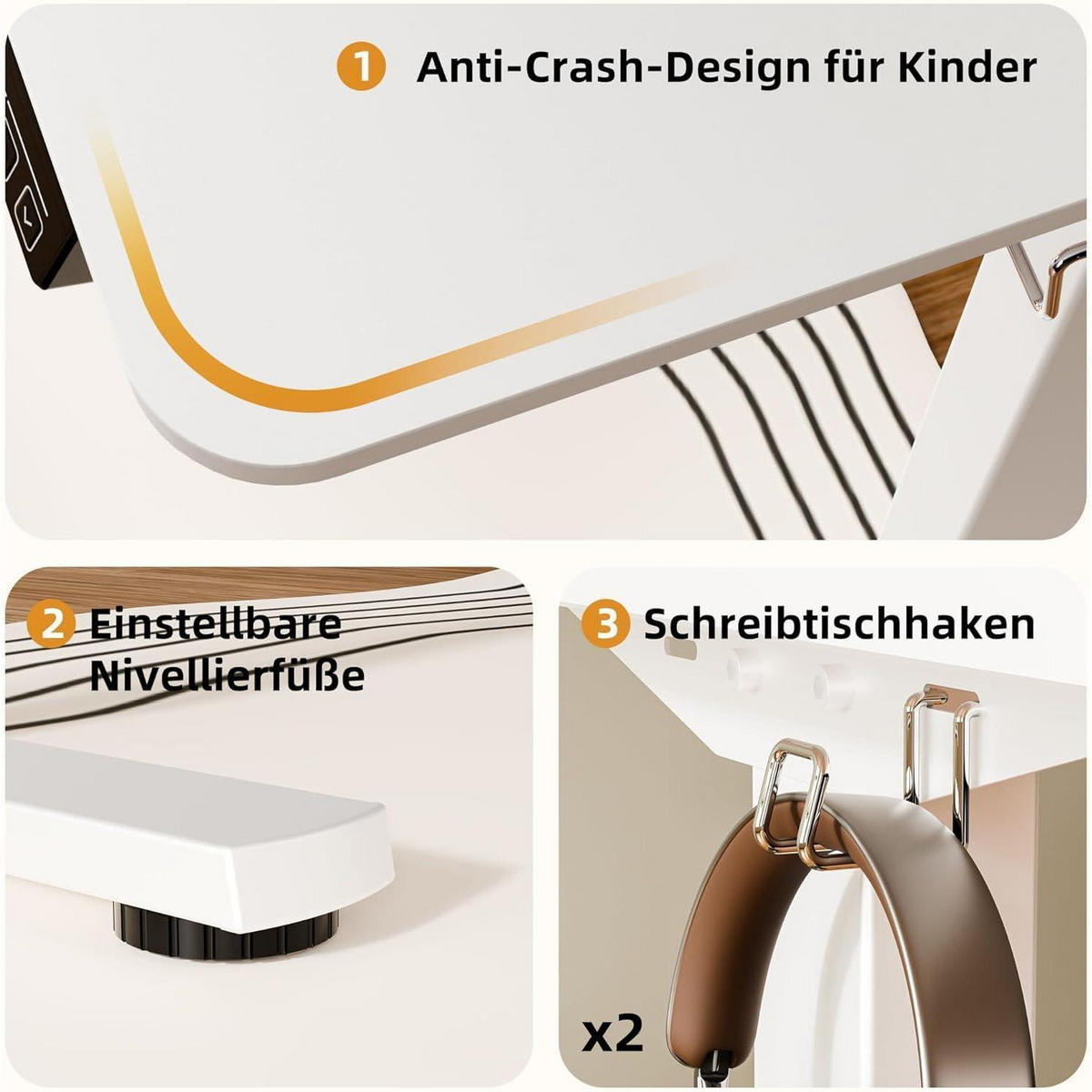 SCHREIBTISCH elektrisch höhenverstellbar 80 x 60 cm Weiß - Weiß, Metall (59.9/79.8/118.1cm)