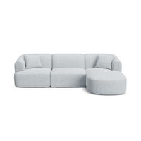 MODULARES-ECKSOFA rechts Campi aus strukturiertem Stoff hellgrau 4 Sitzplätze - Hellgrau, Textil (156/256cm) - Cosmopolitan Design