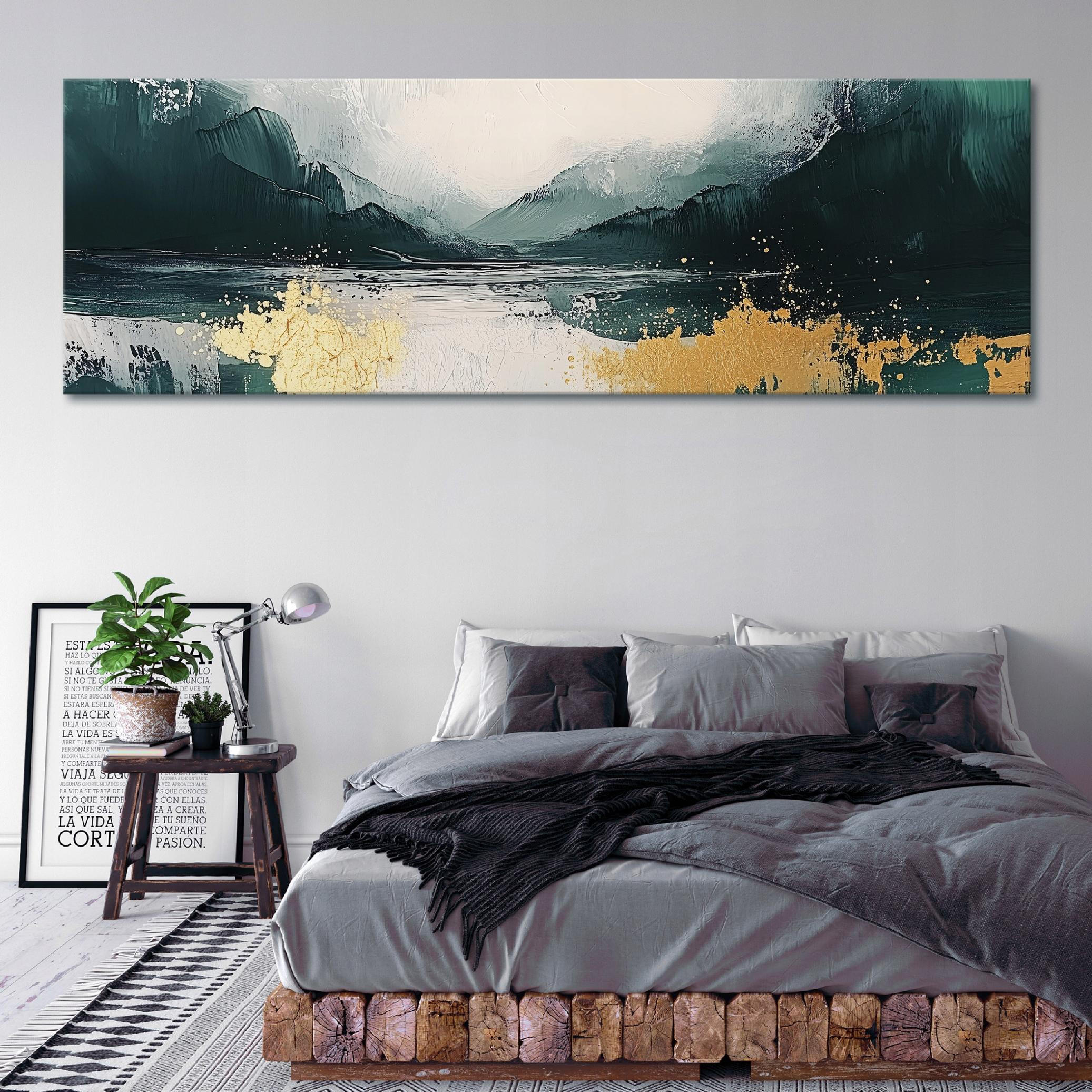 LEINWANDBILD Abstrakt Grün Modern 145x45 - Multicolor, Holzwerkstoff (145/45cm) - Wallarena