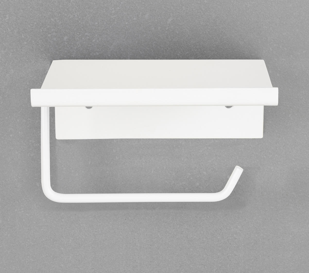 TOILETTENPAPIERHALTER aus Metall mit Ablage Desulo 14/12/6,2 cm - Weiß, Metall (12/6.2/14cm) - Wenko