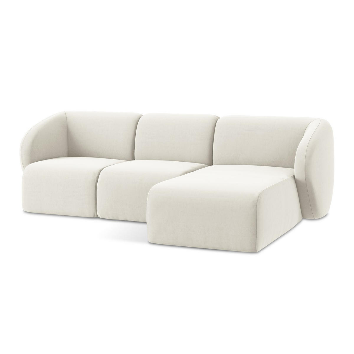 ECKSOFA Rechts Samt Stoff Beige - Creme/Schwarz, Holzwerkstoff/Kunststoff (248/166cm) - LaMiaSofa