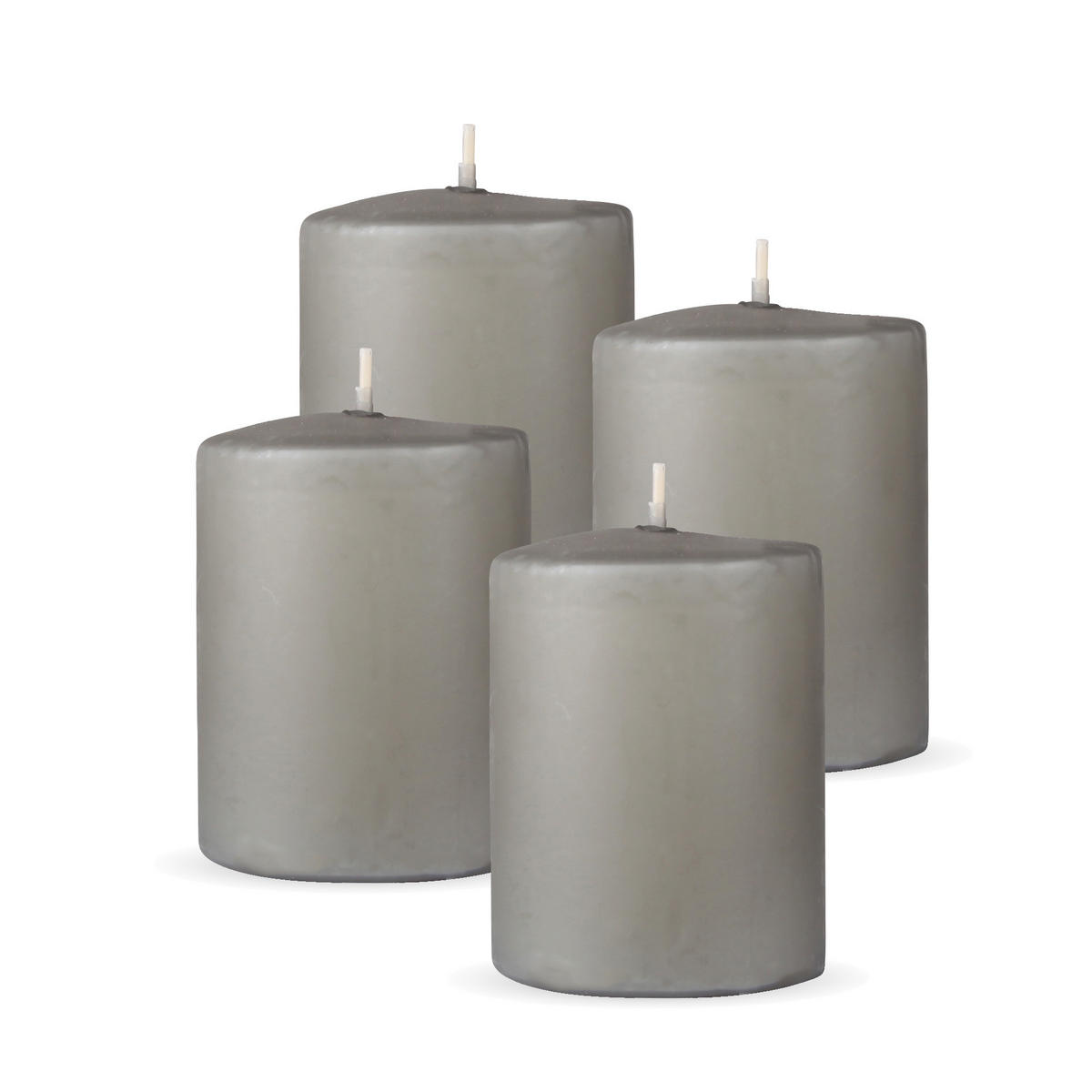 STUMPENKERZEN 4er Pack "Hellgrau", Größe Ø7cm x Höhe: 8 cm - Hellgrau, Naturmaterialien (7/8cm) - Bestlivings