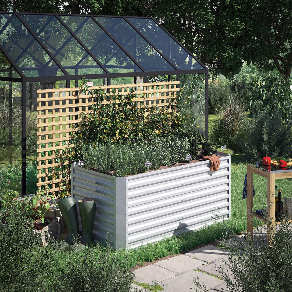 HOCHBEET Silber 180 x 90 cm - Silberfarben, Metall (180/80/90cm) - OK-Living