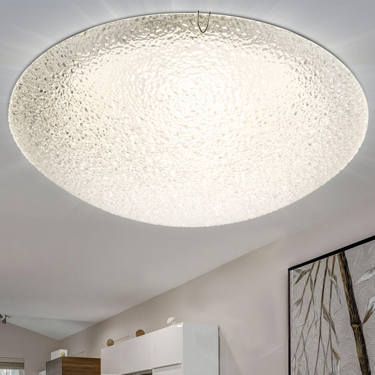 LED DECKENLEUCHTE TRIA I Weiß Glas geeist - Weiß, Glas (30/30/10cm) - Globo Lighting