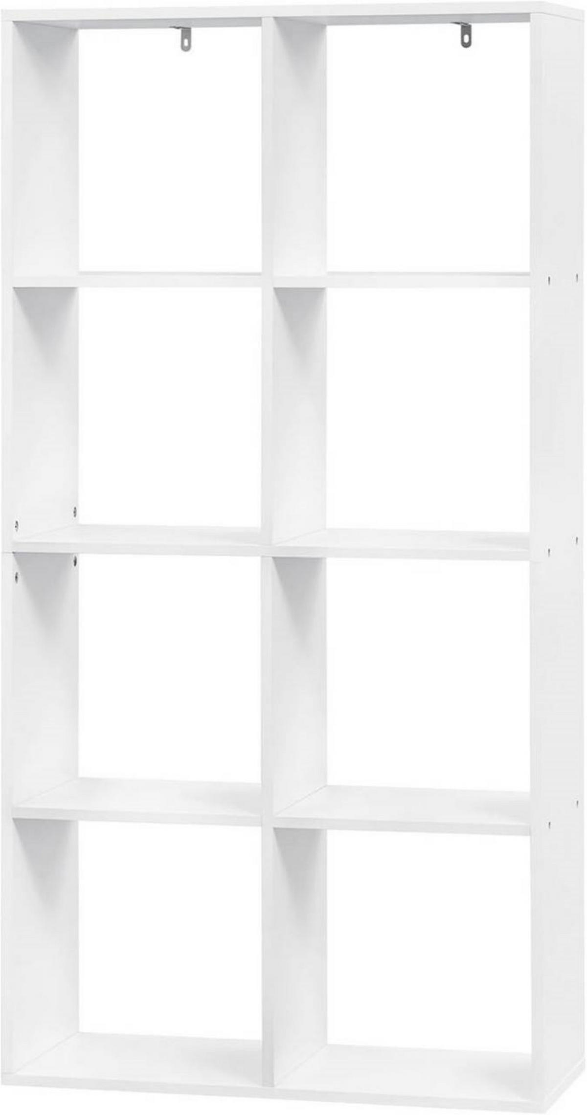 REGALE Bücherregal mit 4 Ebenen, 8 Fächern, Weiß - Weiß, Holzwerkstoff (71/141/29cm) - Woltu