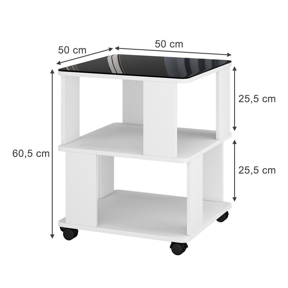 COUCHTISCH Velito Weiß/Schwarz 50 x 50 cm - Schwarz/Weiß, Holzwerkstoff (50/50/60.5cm) - Vicco