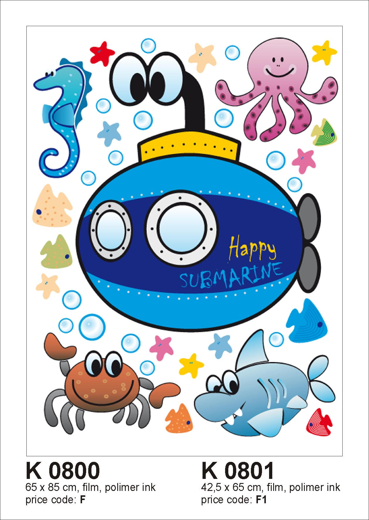 WANDTATTOO Unterwasserwelt 65 x 85 cm - Blau, Papier (85/65/65cm) - Sanders & Sanders